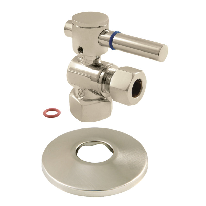 Robinet d’arrêt à angle quart-de-tour avec collerette comp, Nickel brossé