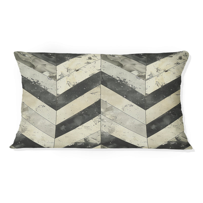 Coussin lombaire beige moderne à chevrons II