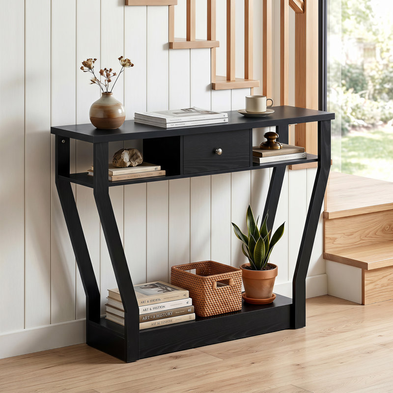 Console 47 po avec tiroir Grzedzinska, Noir