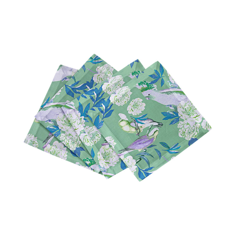Peony Inspira Cotton Sateen Cocktail Napkins, Tropical