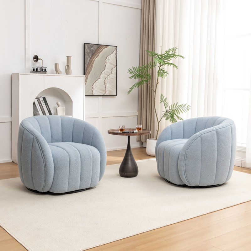 Fauteuil demi-tonneau pivotant, Mélange de polyester bleu