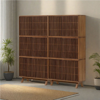Chinese style grille door bookcase