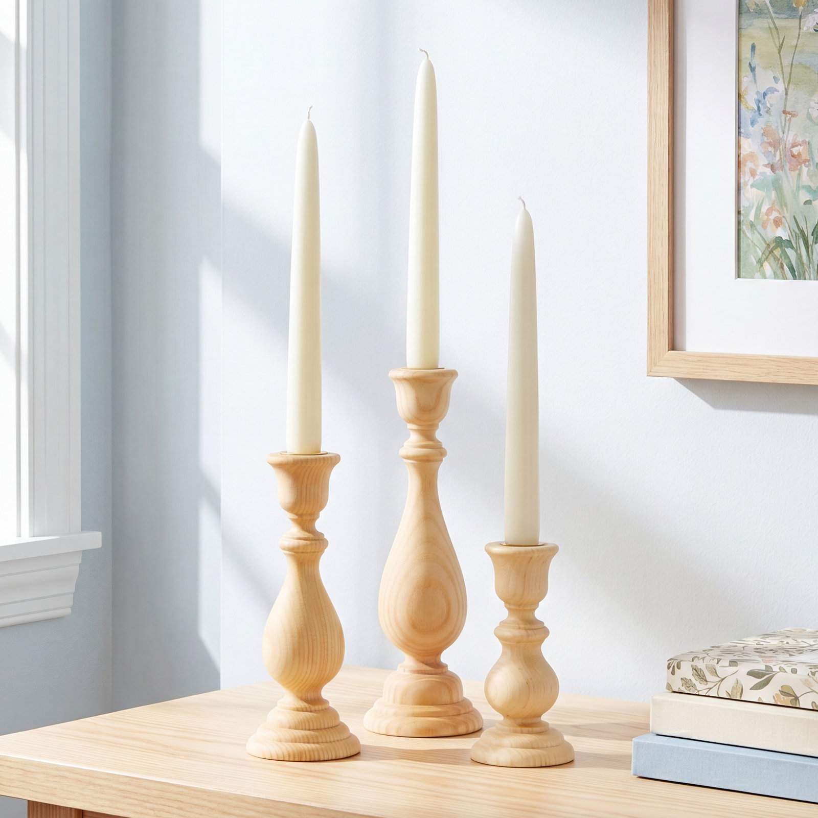 Essex Candlestick, Medium: 7.5" X 2.75", Natural