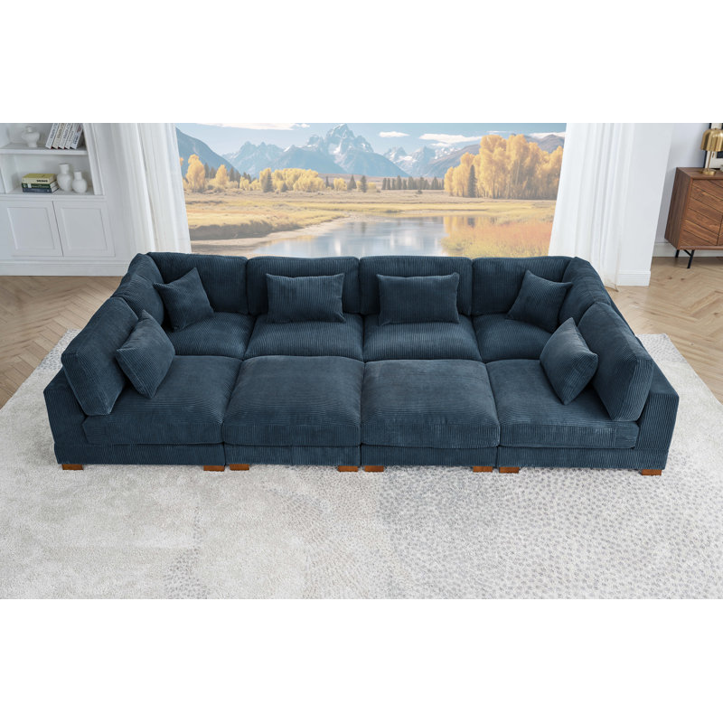 Chrisley Modular Corduroy Sectional, Dark Blue Corduroy