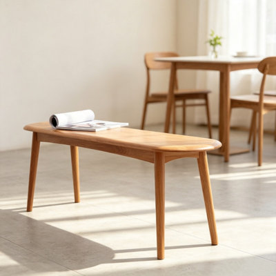Table et banc en chêne naturel convenant au salon, à la salle à manger et à d'autres espaces