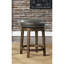 Ensemble de 2 chaises de bar, siège pivotant à 360° en similicuir gris avec garniture cloutée, structure en bois massif brun pour tabourets de salle à manger, style campagne.-572302188-572302190-572302193