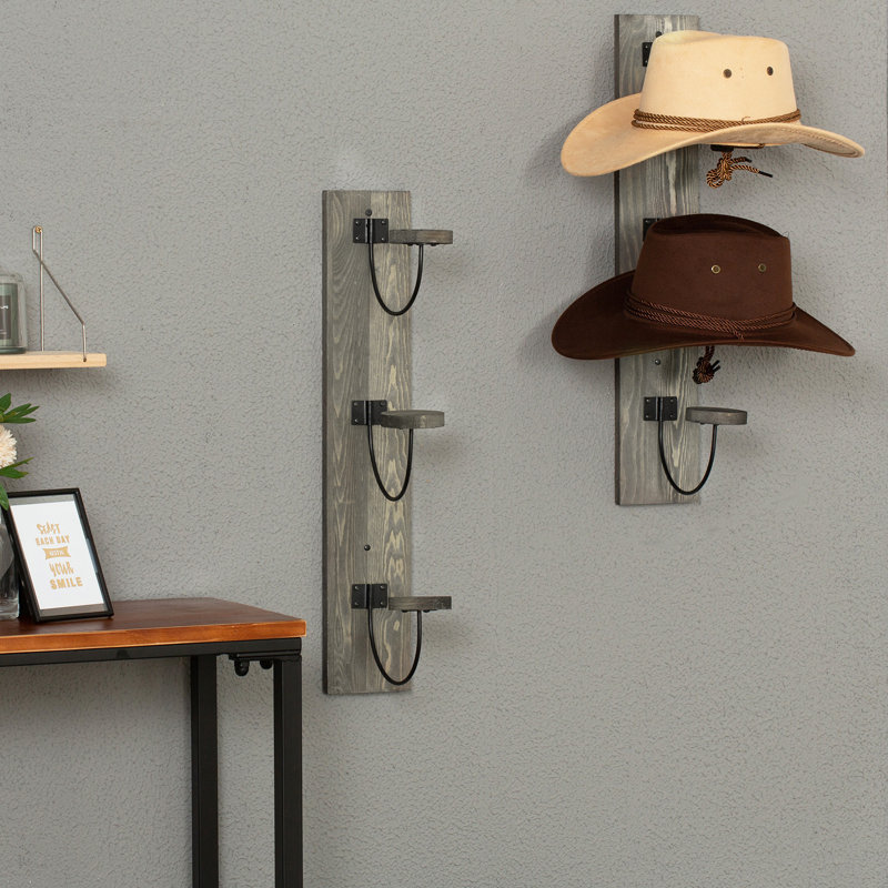 Rosko Solid Wood 6 - Hook Wall Mounted Hat Coat Rack, Gray