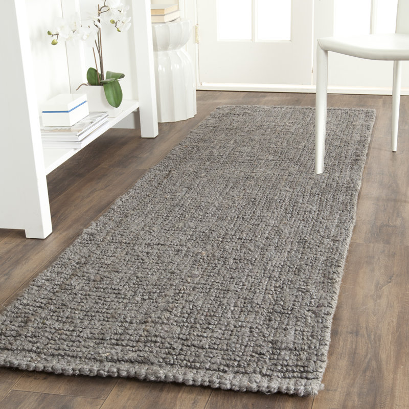 Alda Auckland Handmade Flatweave Jute/Sisal Grey Area Rug, Runner 2'6" x 18'