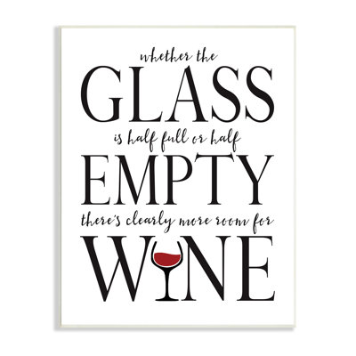 «Half Empty or Full Room For Wine», art mural sur bois par Stephanie Workman Marrott