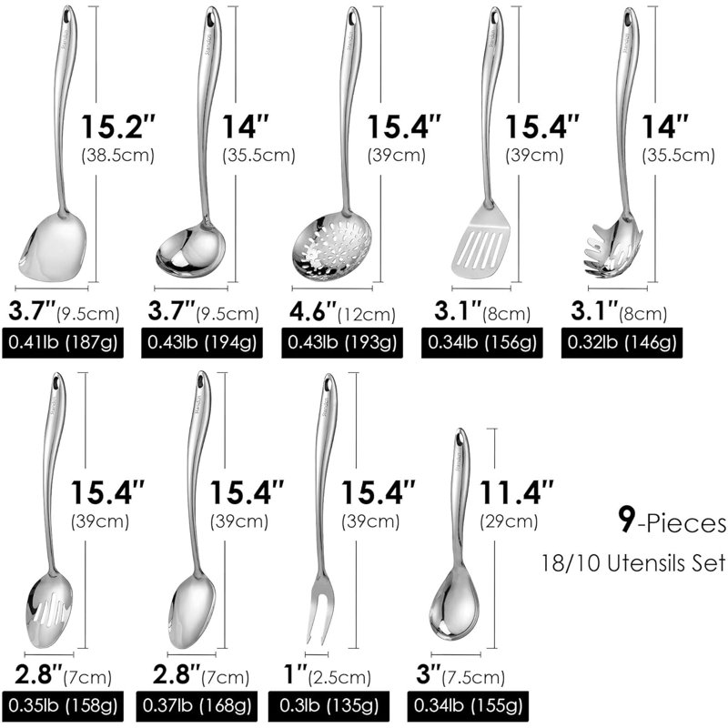 9-piece 304 Stainless Steel Kitchen Utensil Set