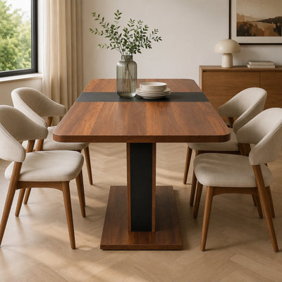 Modern extendable rectangular dining table, suitable for small apartments, can be placed in home kitchens and dining rooms.