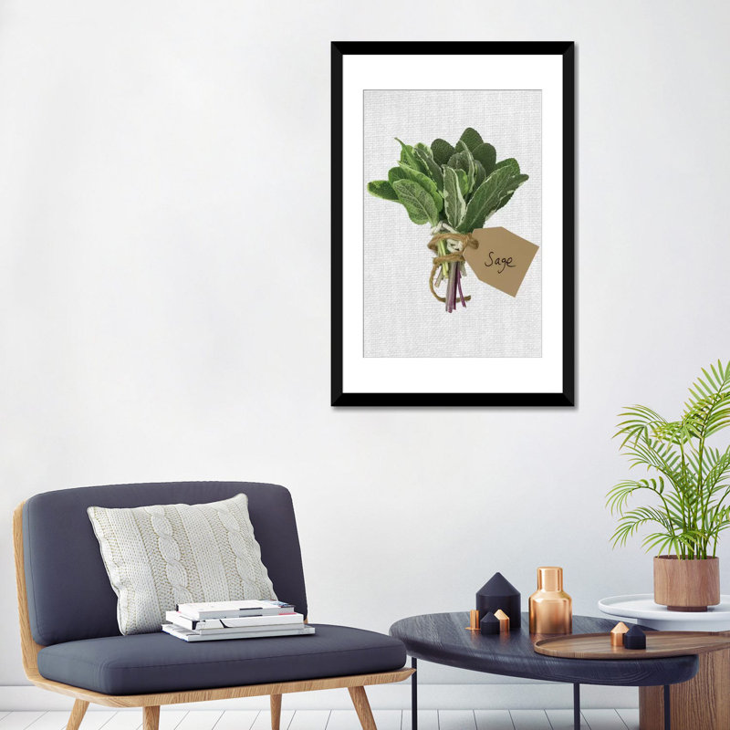«Sage», reproduction d'impression sur toile, H 24 po x l 16 po x P 1 po, Papier d'art encadré noir, Blanc