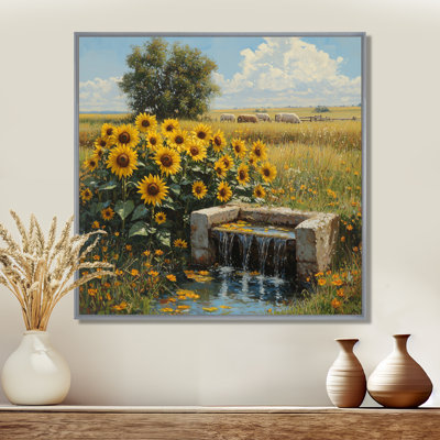 Donjay tournesols près de l'eau Trough I - tournesols, art mural
