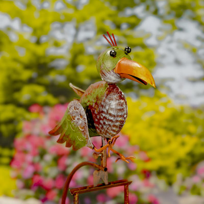 55.25" Tall Metal Parrot Rocking Stake "Pebbles"
