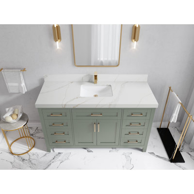 Meuble-lavabo simple 60 po avec plateau en quartz Cambridge