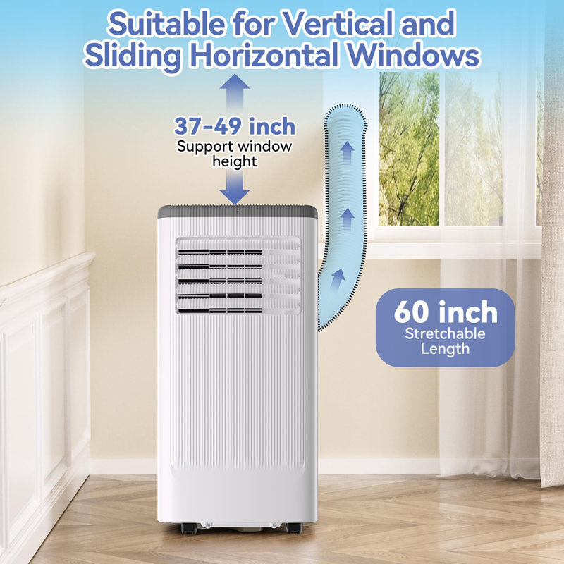 10000 BTU Unité de climatisation portative 4-en-1 Ventilateur à chaleur froide et sèche 450 pieds carrés Mode veille 24 heures minuterie télécommande