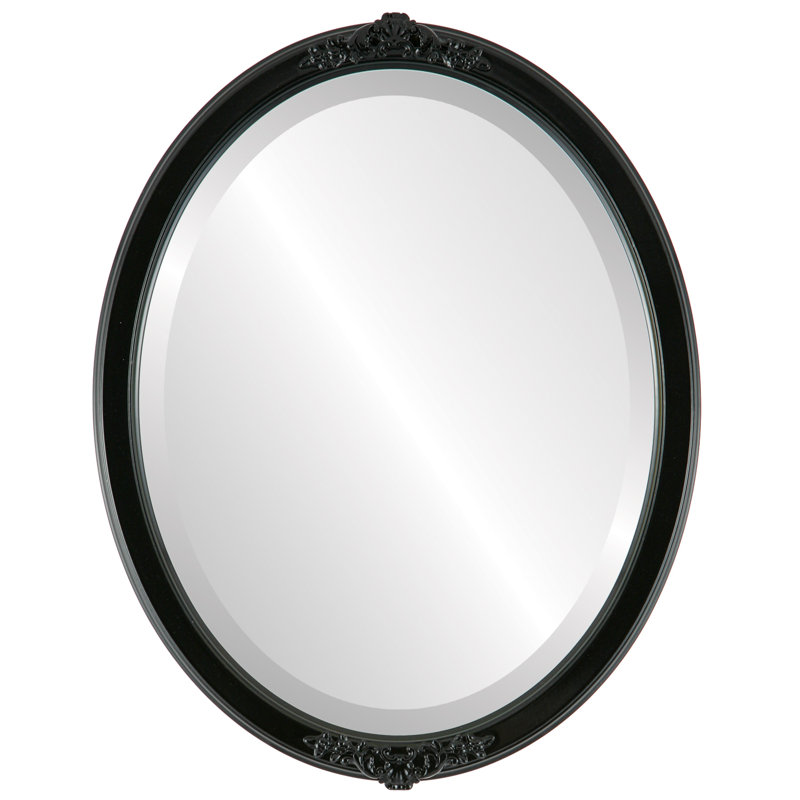 OVALCREST - Miroir mural ovale biseauté pour la décoration intérieure - Style Athena - Abat-jour argenté - Dimensions extérieures 18 x 22