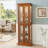 Curio Cabinet Lighted Curio Diapaly Cabinet with Adjustable Shelves and Mirrored Back Panel