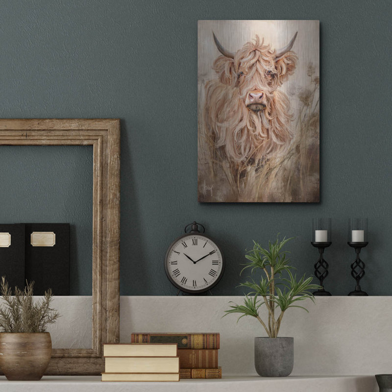  «Highland Cow» par Ashley Bradley, art mural en métal, H 16 po x l 12 po