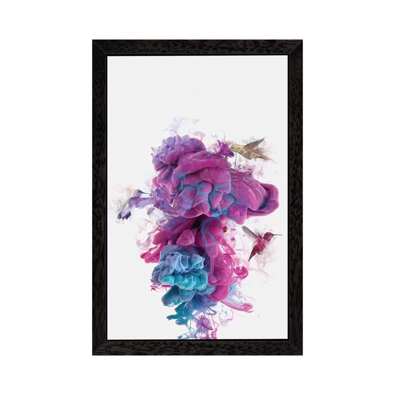 Hummingbirds Ink by Daniel Taylor - Print on Canvas, 152.5 cm H x 101.5 cm W, Black Framed