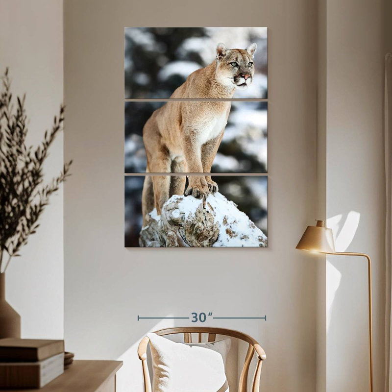 Brampt Winter Forest Cougar, 65" H x 42" W