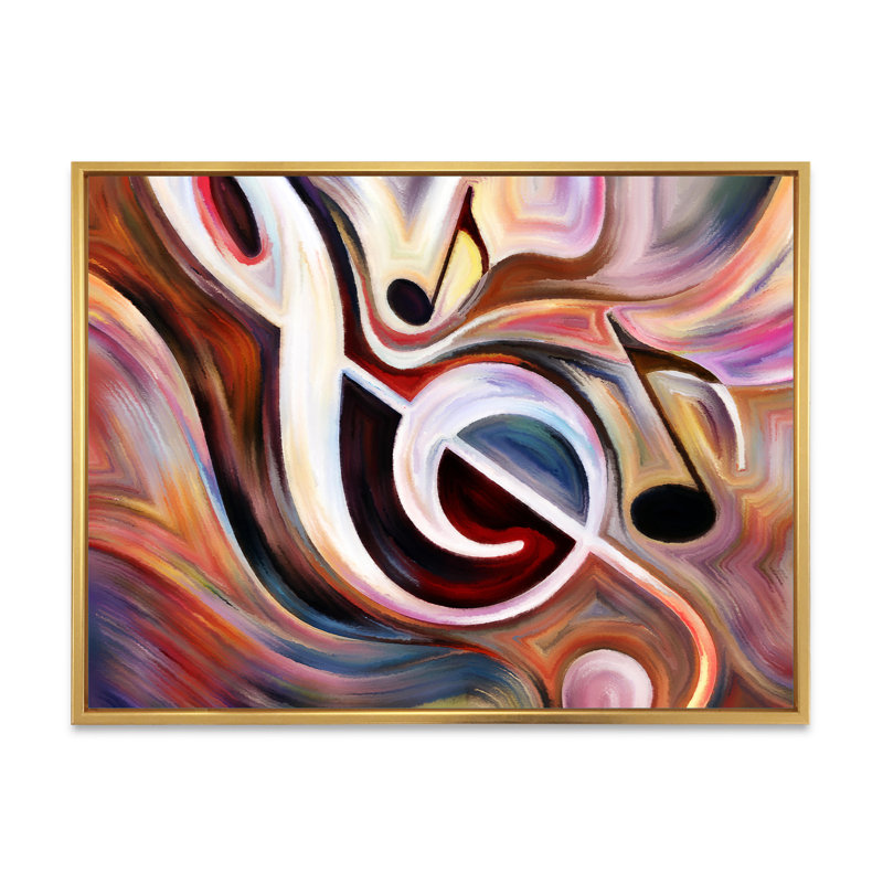 Reproduction de musique sur toile, symbole musical de clé de sol, H 24 po x l 32 po, Cadre flottant doré