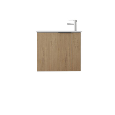 Meuble-lavabo flottant 22 po avec lavabo, porte à fermeture en douceur, lavabo en céramique, contreplaqué