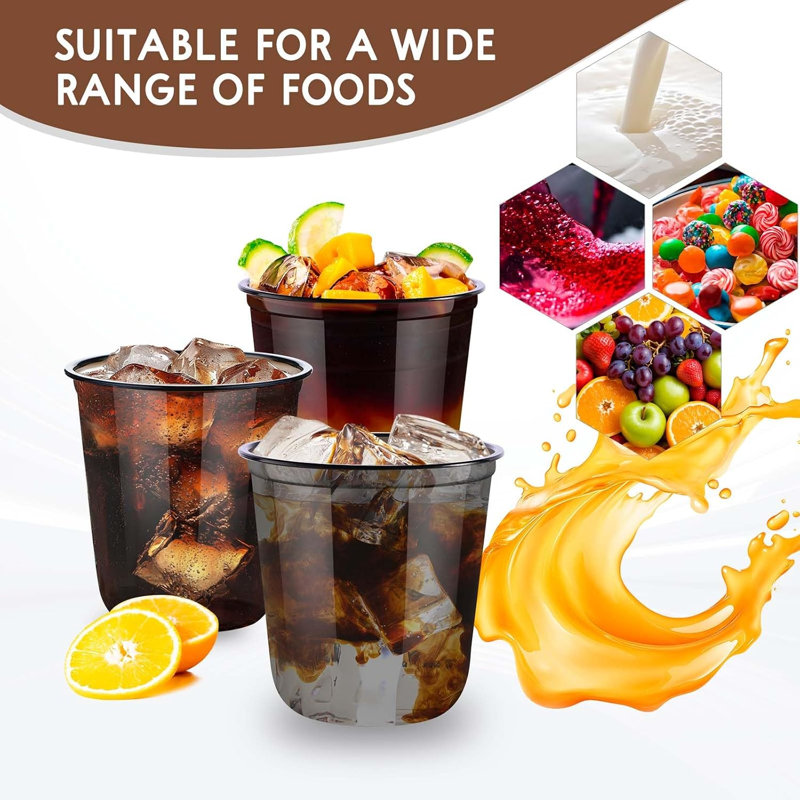 100 tasses 12 oz en plastique noir