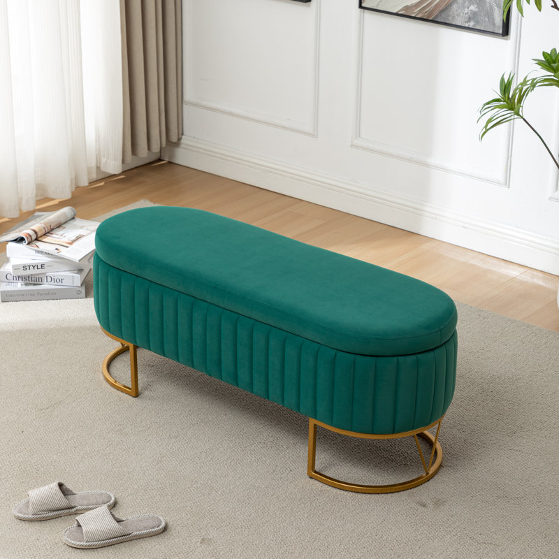 Banc de rangement rembourré Kathlin, Vert