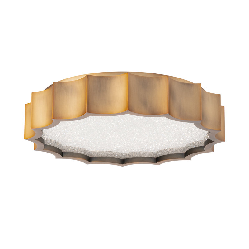 Tarte 1 Light Crystal LED Flush Mount, Aged Brass