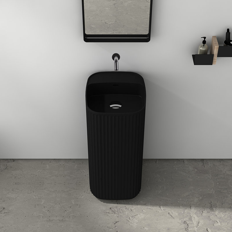 Flutti 1575'' L Bathroom Sink, Matte Black, No Hole