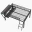 Lit mezzanine avec bureau Gaming, DEL, double, noir