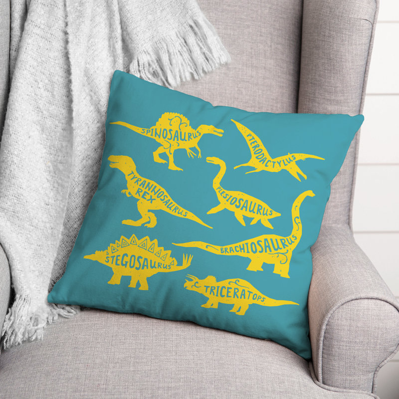  Coussin Dino, 16 po x 1 po, Jaune