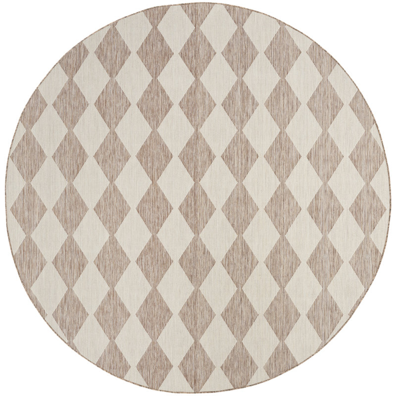 Rectangle Positano Indoor/Outdoor Area Rug, Beige, Round 8'