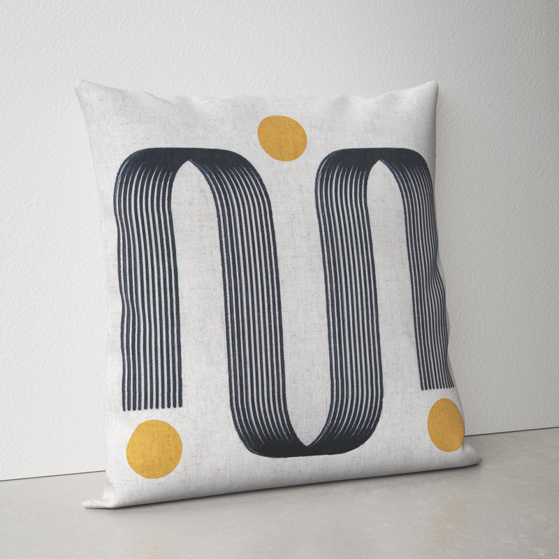 Hardin Geometric Feather Linen Throw Pillow
