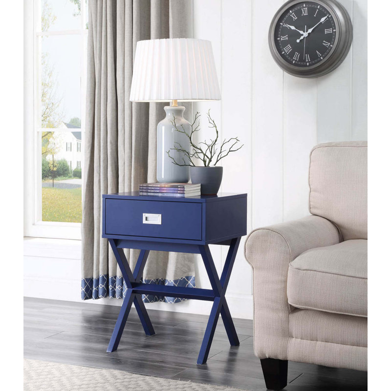Emile End Table with 1 Drawer, Cobalt Blue