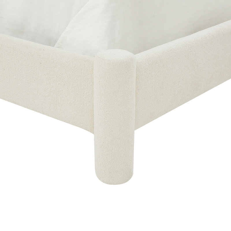 Dart Upholstered Bed, White, Queen