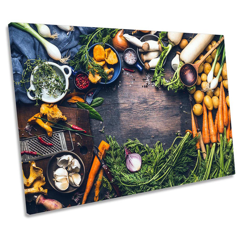 Fresh Herbs Cooking Ingredients - Wrapped Canvas Print, 50.8cm H x 76.2cm W x 2cm D
