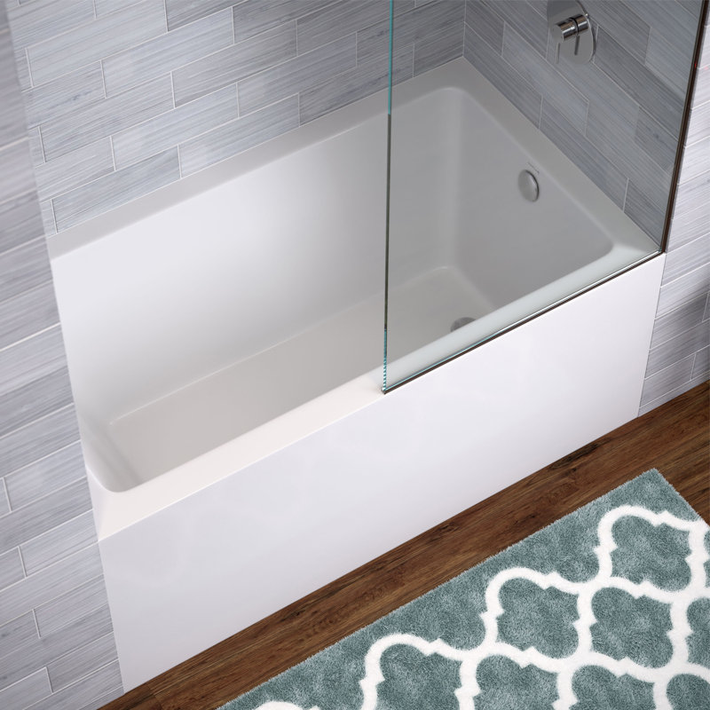 Voltaire 54 x 30 Skirted Right Drain Soaking Alcove Bathtub in Glossy White, Porcelain White, Right