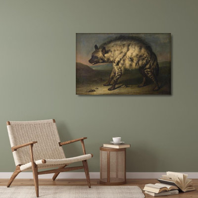 "The Hyena in the Menagerie at Frederiksberg Castle" by  Jens Juel - Gallery Wrap Canvas Wall Art