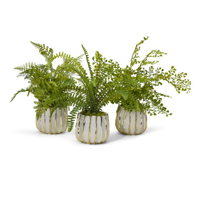 Faux Fern Plant in Ceramic Vase