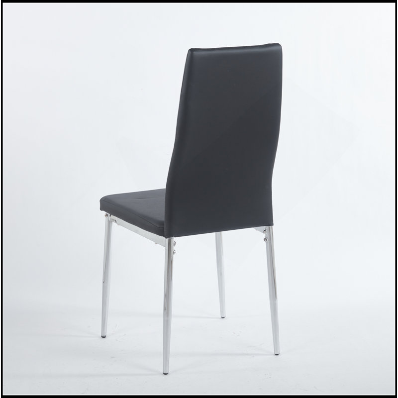 Ensemble de 4 chaises, siège noir, Argent argent, Noir