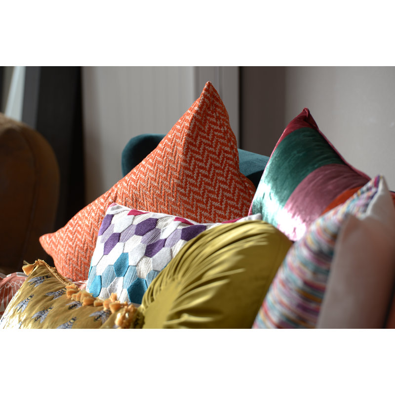 Zircono Chevron Square Cushion, Orange
