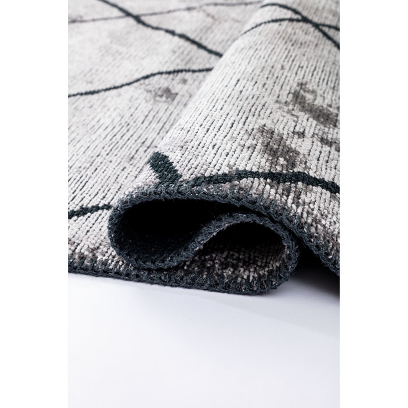 Tapis marocain noir / gris Rapture, Rectangle 7 pi 10 po x 9 pi 10 po