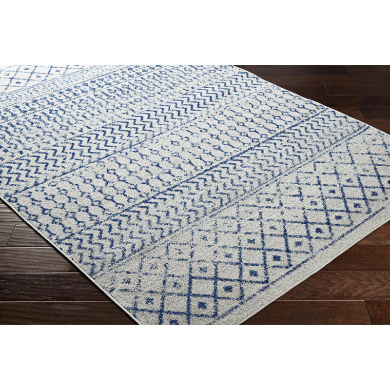 Bernhard Global Blue/Ivory Area Rug, Runner 2'6" x 8'