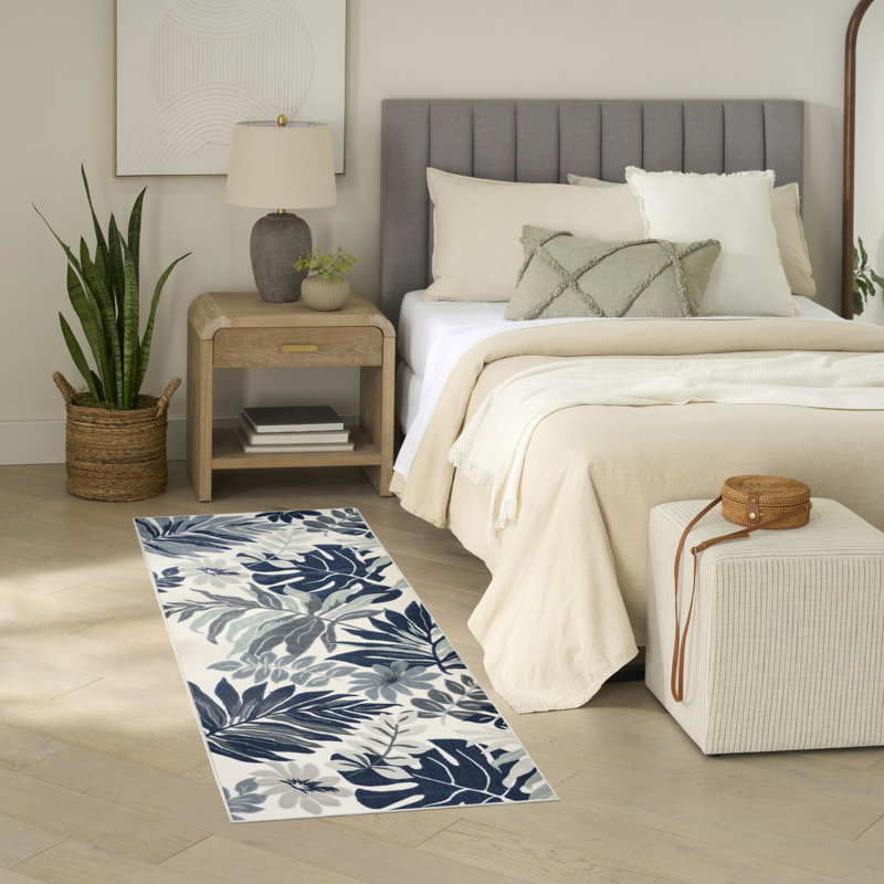 4' x 6' Blue Tropical Rug, Runner 2' x 6', Blue