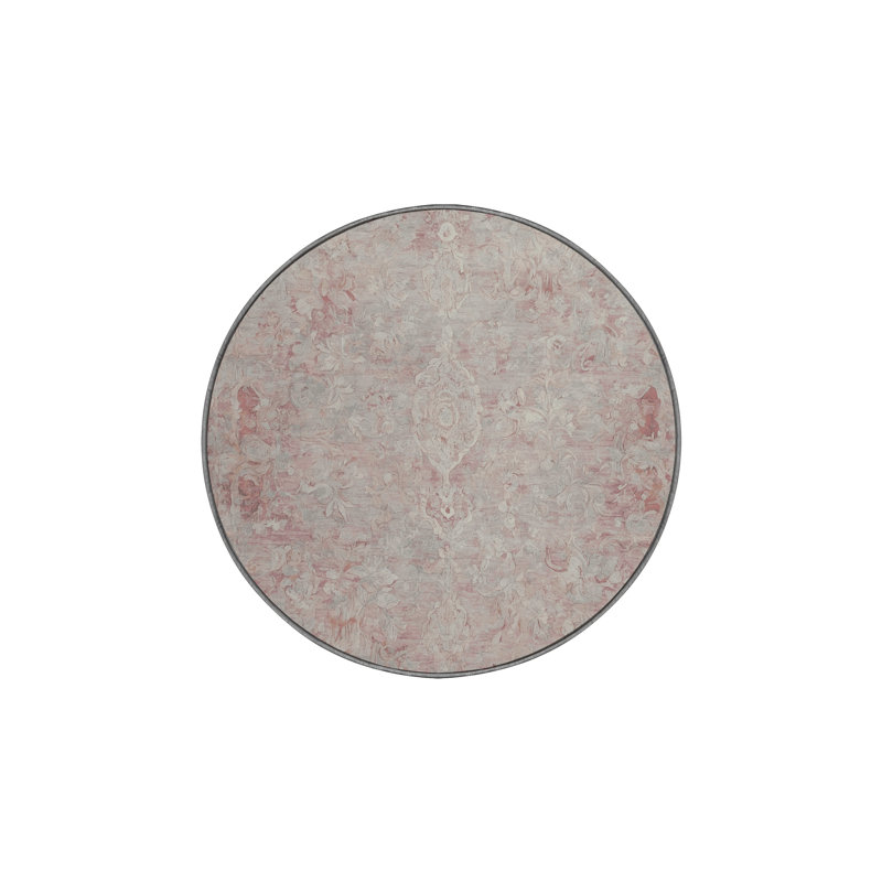 Tapis gris lavable à la machine, Rond 7 pi