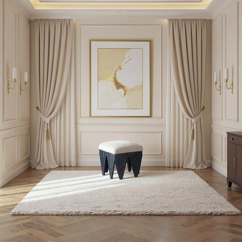 Banc en tissu Altair, Noir, Velours beige