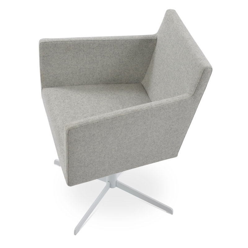 Chaise avec accoudoirs pivotants Harpoint 4 Star, Blanc, Similicuir gris clair