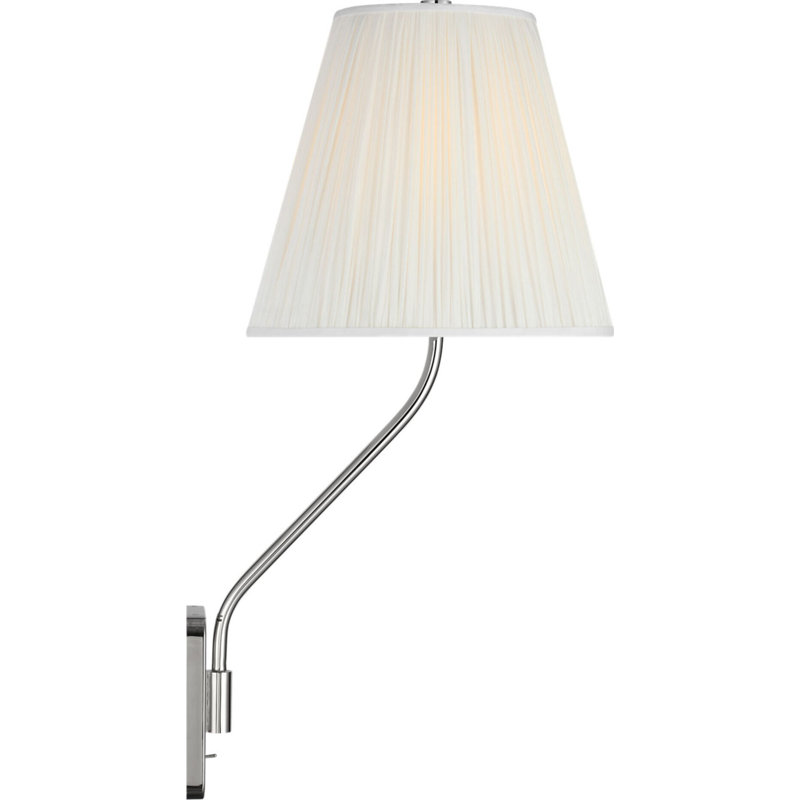 Knox 26" Single Sconce with Silk Pleated Shade, Polished Nickel